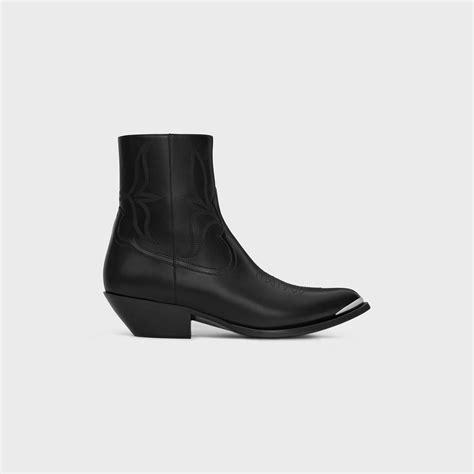 celine zipped boots with metal cap toe|CELINE Leon zipped boot with metal toe in shiny calfskin.